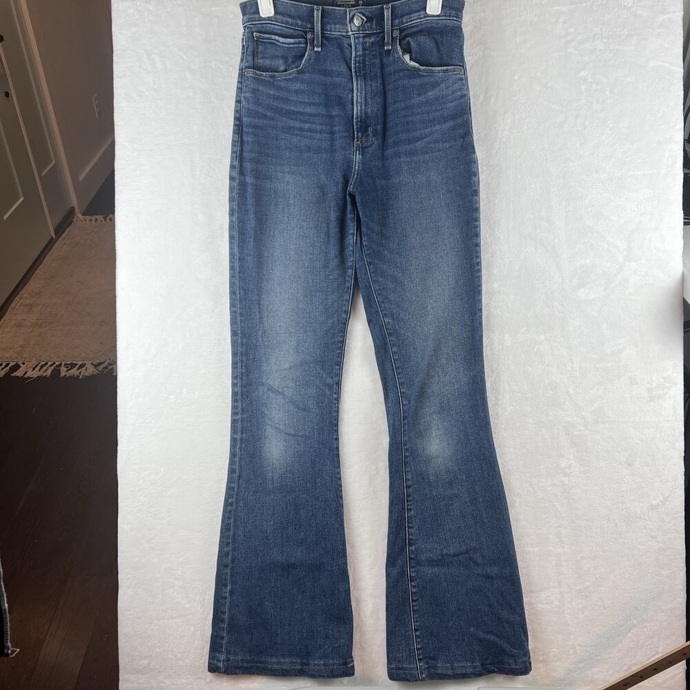 Abercrombie Fitch Jeans Womens 26 Long Blue High Rise Flare Stretch Denim